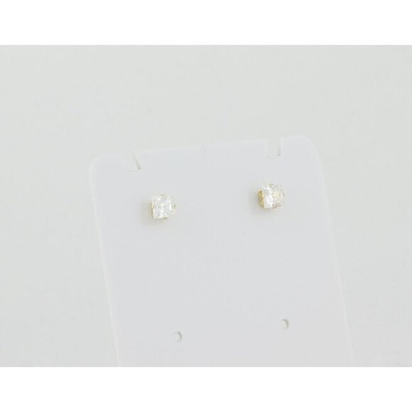 14k Yellow Gold Sparkly CZ Earrings Stud Post 3/16"x 3/16" - Picture 9 of 9
